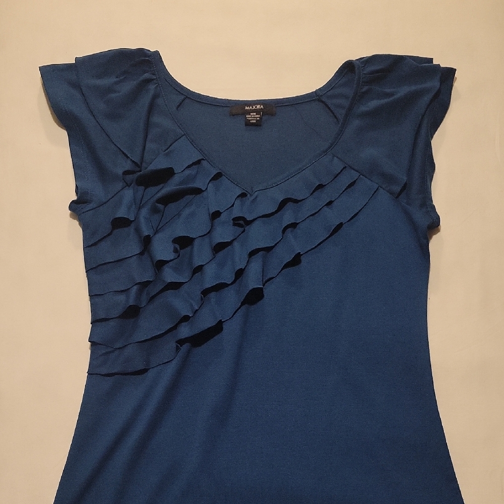 Majora Teal Ruffled Blouse